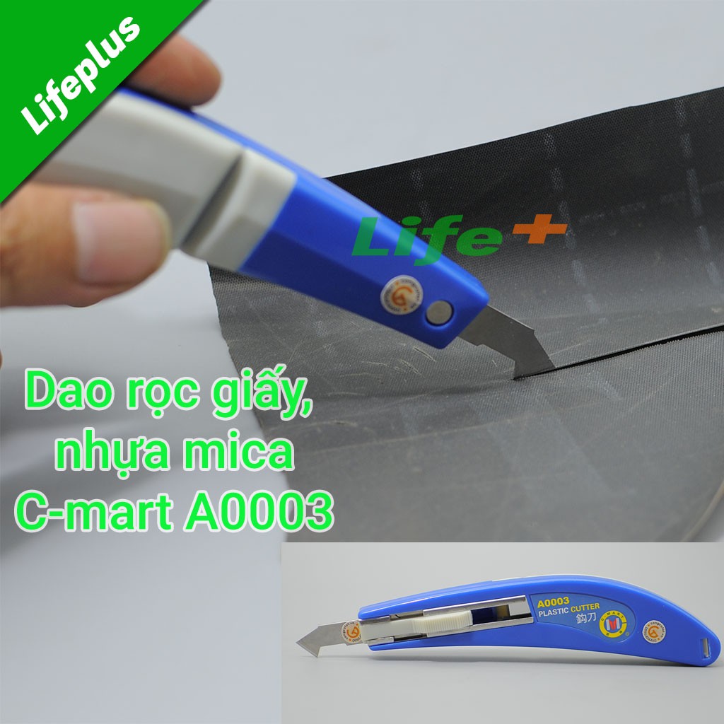 Dao cắt, dao rọc nhựa Mica dạng lưỡi câu C-Mart A003