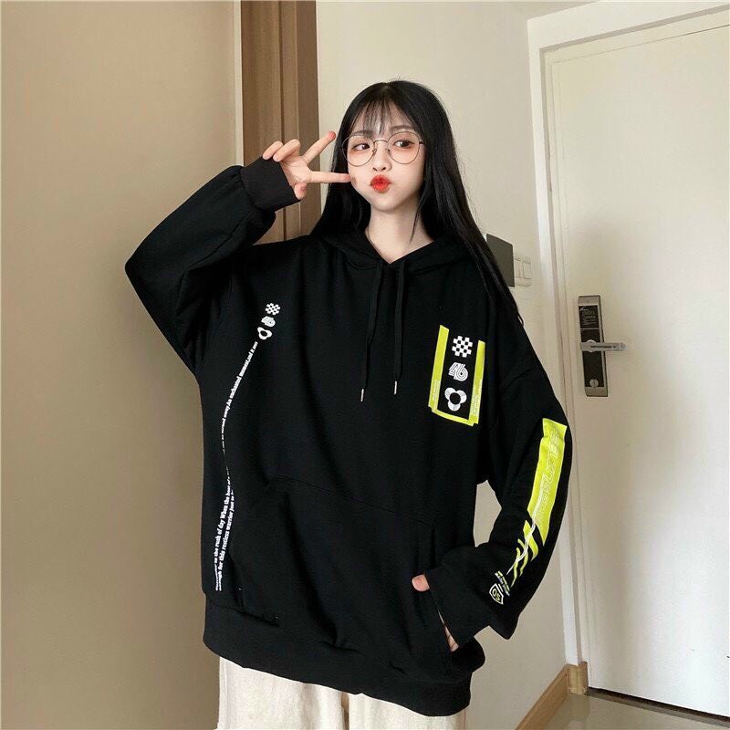 Áo hoodie ullzang nam nữ form rộng dài ,họa tiết đơn giản màu đen, xanh vải nỉ chất đẹp 2021