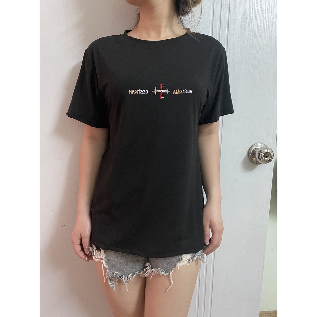 Áo phông nữ form rộng cổ tròn chất cotton mềm mát co giãn in chữ đơn giản hàng Quảng Châu Mely Fashion AP02