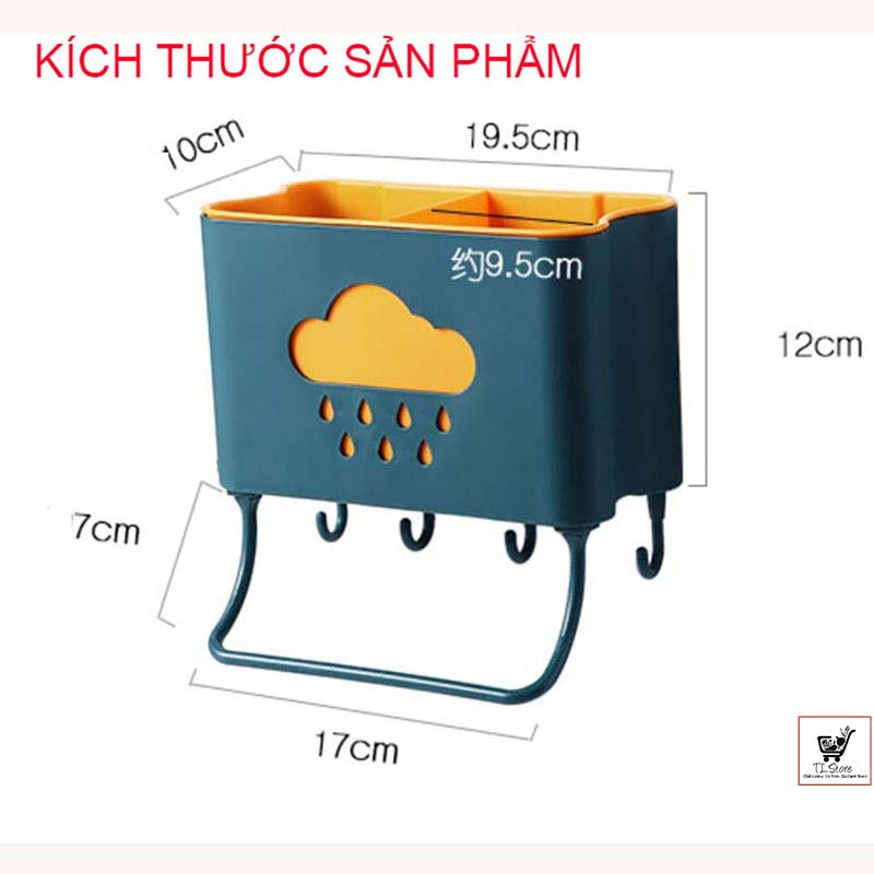 Ống đựng đũa thìa treo tường hình đám mây , kèm móc treo khăn dụng cụ bếp (ỐNG ĐŨA)