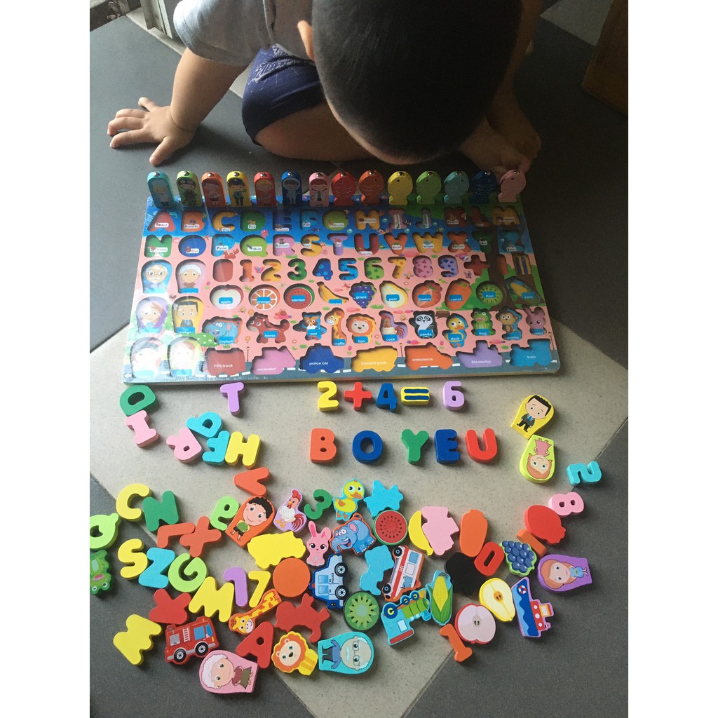 Đồ chơi thông minh cho bé phát triển trí tuệ, Xếp hình câu cá học chữ số 7in1 cao cấp ETOYS