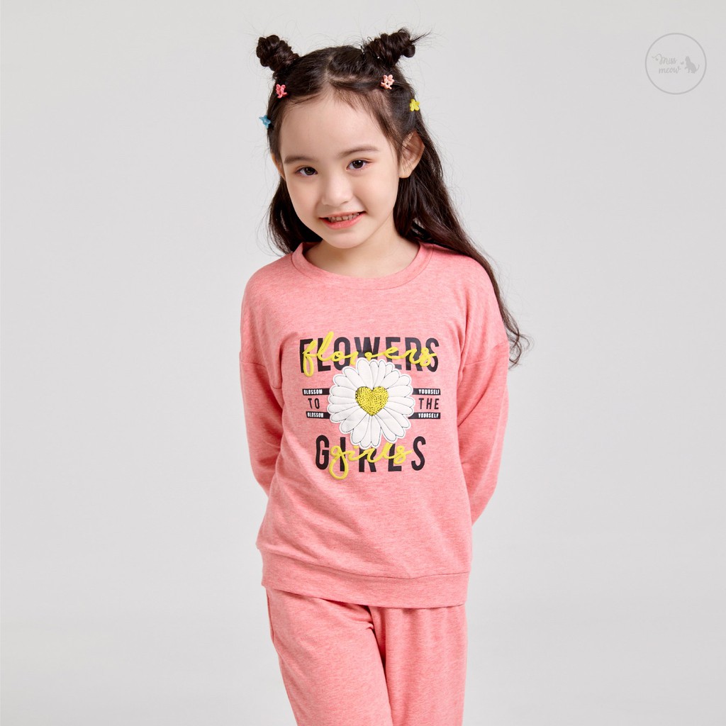 [Made in Vietnam] Bộ bé gái BIGFOX - MISS MEOW thu đông size đại, bộ dài tay cho bé in hoa cúc Flowers Girls 3- 15 tuổi