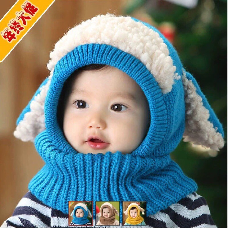 Mũ Len Tai Cừu kèm khăn cho bé