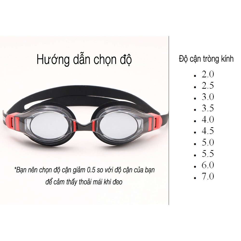 Kính bơi cận CLEACCO đủ độ cận từ 2 độ tới 7 độ chất liệu PC chống nước , chống tia UV , Chống sương mù , bảo vệ mắt