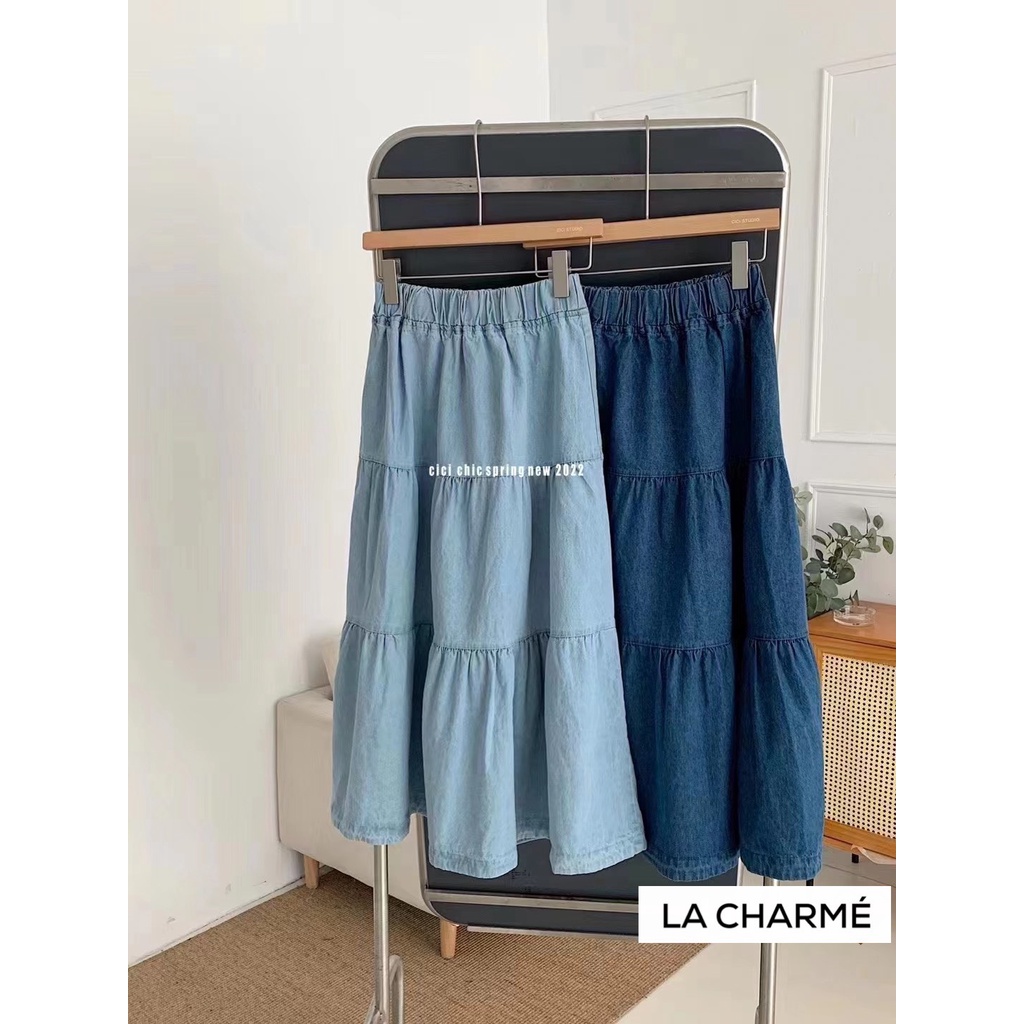 Chân váy Denim xoè tầng dài 2499