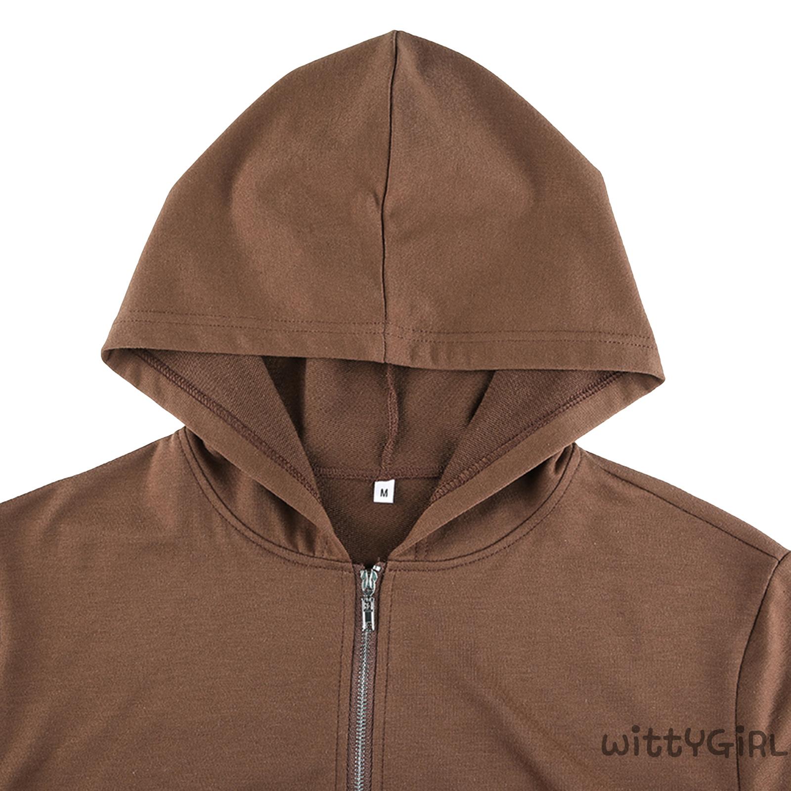 (Hàng Mới Về) Áo Hoodie Lửng Màu Trơn Tay Dài Có Khóa Kéo Thời Trang Cho Nữ