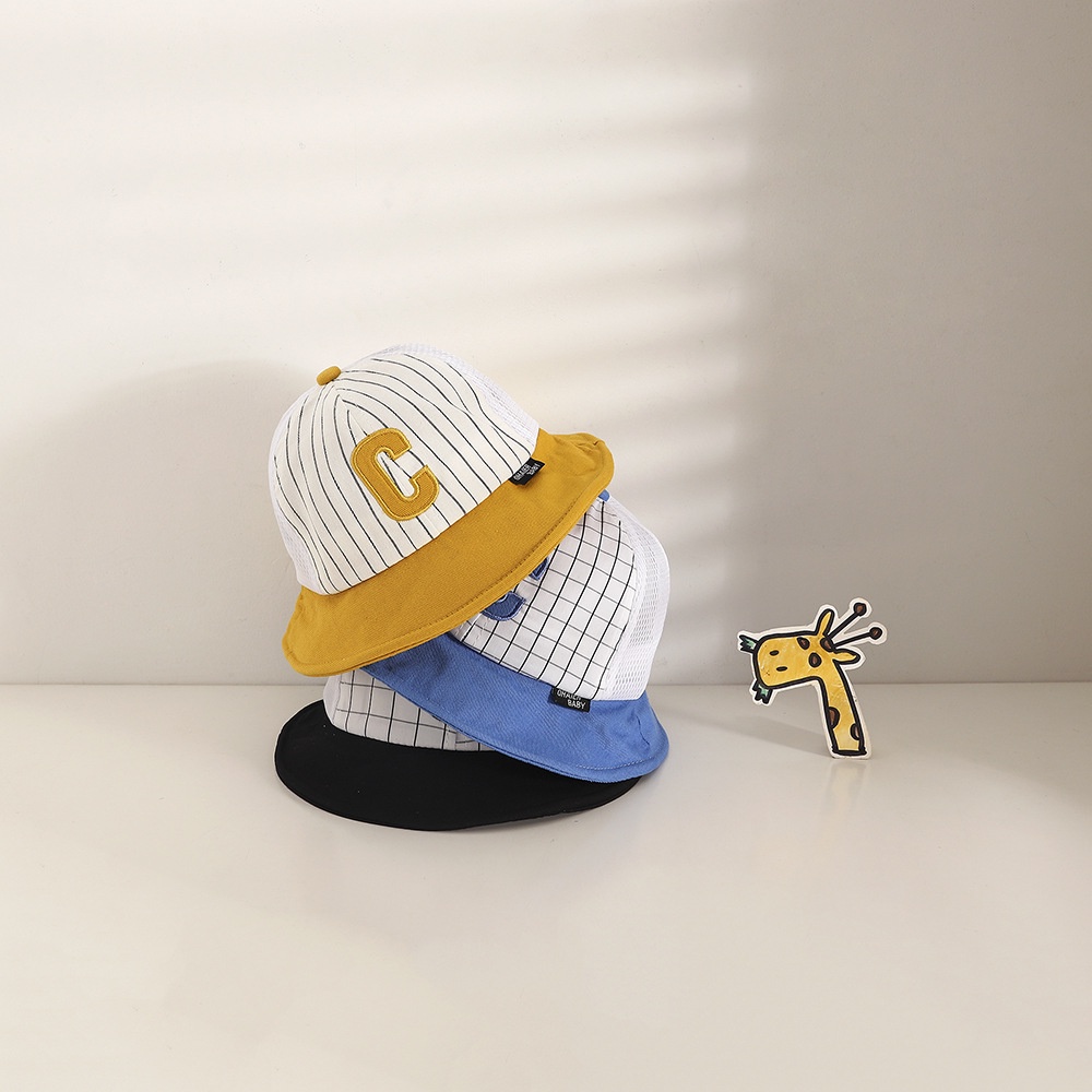 Nón Tai Bèo Phối Lưới Thêu Chữ C Thoáng Khí Phong Cách Hàn Quốc Xinh Xắn Cho Bé