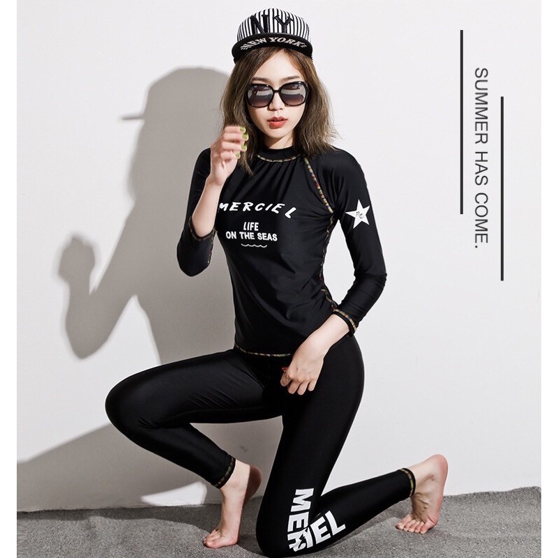 Bộ đồ bơi 3 mảnh áo dài tay và quần dài dành cho bạn gái đi biển mã L38 | BigBuy360 - bigbuy360.vn