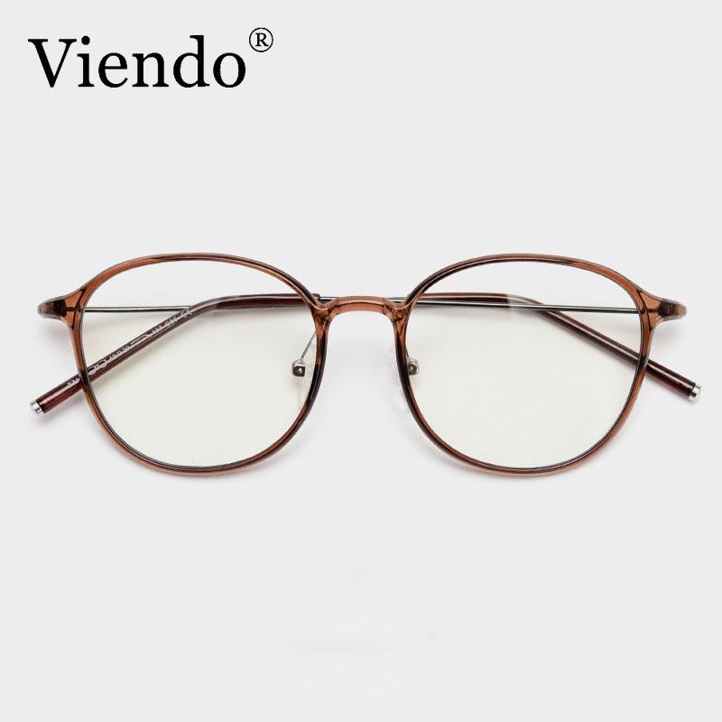 Kính cận VIENDO gọng tròn dẻo đổi màu chống ánh sáng xanh cao cấp thời trang (cắt kính cận theo yêu cầu)