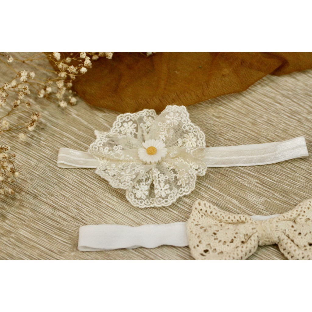 Mẫu hoa vintage cho bé xinh - Turban, Kẹp, Bờm - Cho bé từ 0 tháng tuổi.