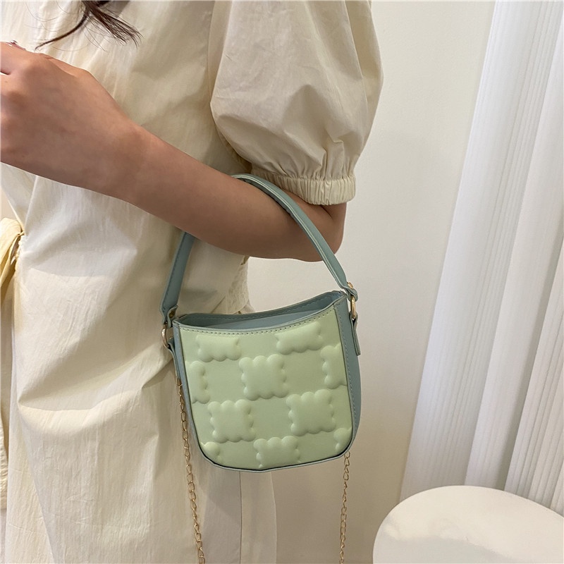 IELGY Túi Đeo Vai Hình Vuông Cỡ Nhỏ Họa Tiết Son Môi Phối Dây Xích Thời Trang Cho Nữ