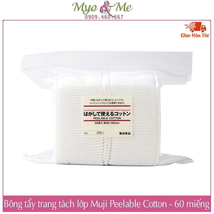 Bông tẩy trang Muji tách lớp Nhật Bản - Muji Peelable Cotton 85x60mm tách được 4 lớp