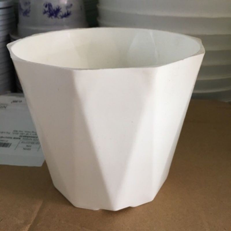 Chậu kim cương trắng trồng hoa Kích thước 13x15cm