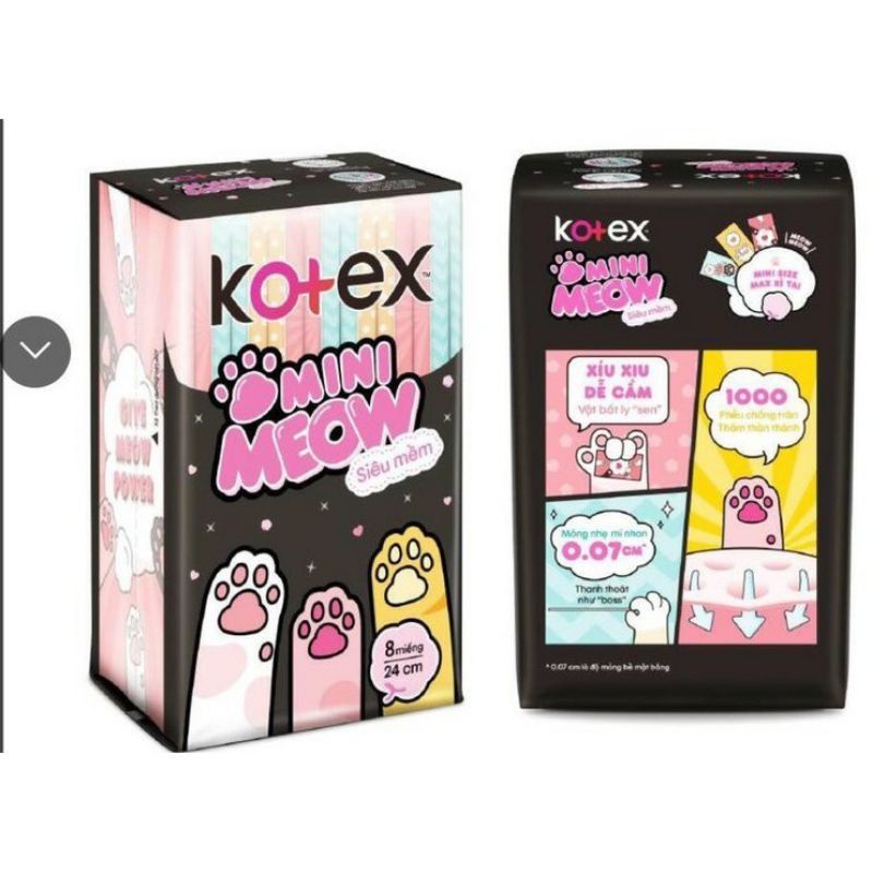 Băng vệ sinh Kotex mini meow Siêu Mềm Siêu Mỏng Cánh Min tặng tăm tre