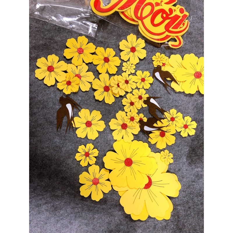 SET HOA MAI - CHIM ÉN - CHỮ CHÚC MỪNG NĂM MỚI TRANG TRÍ TẾT