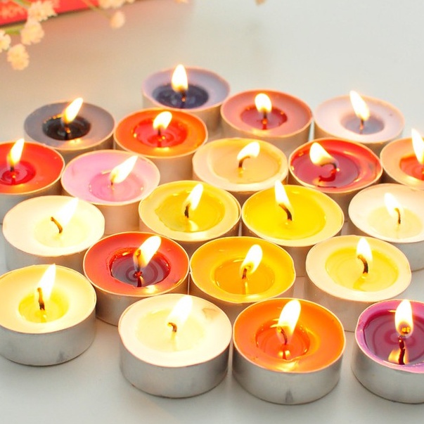 10 Nến tealight tròn xông tinh dầu không mùi viên sáp tỏ tình Happy Birthday trang trí tiệc đốt hương Candle