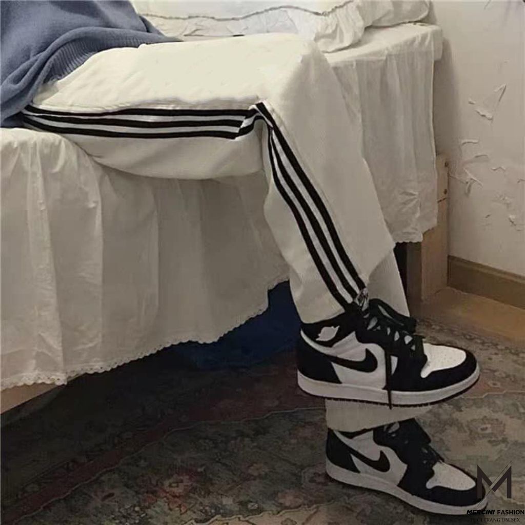 Quần ống suông Line pants MERCINI thiết kế ống rộng phong cách UNISEX nam nữ hai màu đen trắng