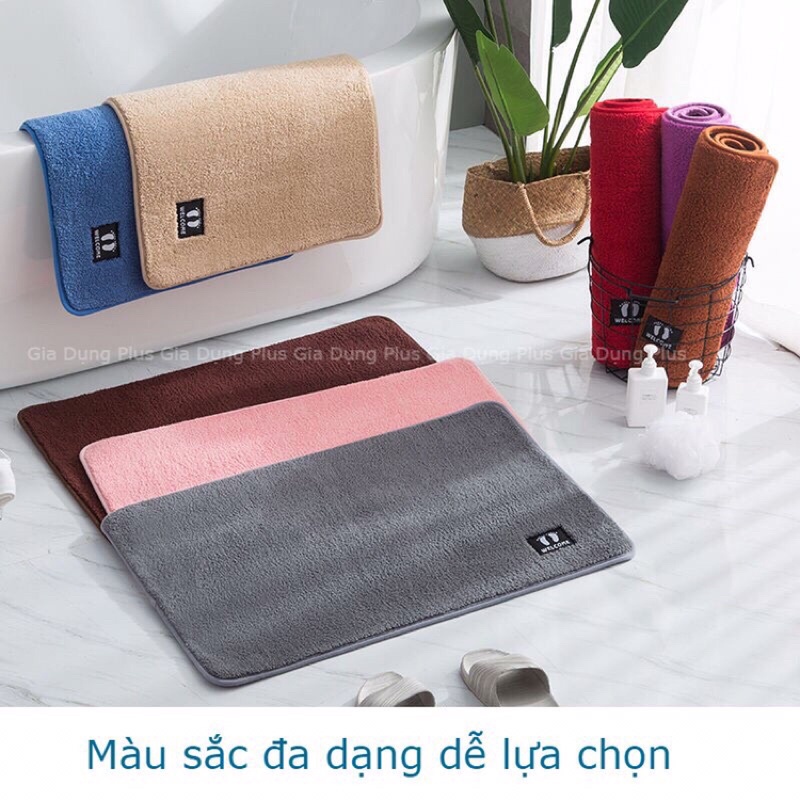 Thảm lau chân len mịn siêu thấm nước đế có lớp cao su chống trơn kích thước 40x60cm, thảm lau dày giao màu ngẫu nhiên