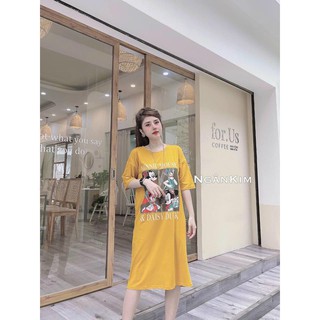 váy suông nữ ,đầm suông nữ dáng dài in hình con vật xinh xắn