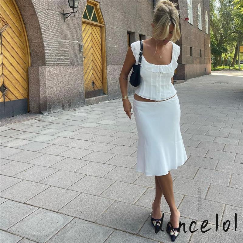 Dance1o1-y2k Cổ Tích Cổ Tích Phụ Nữ Chắp Vá Áo Tank Top