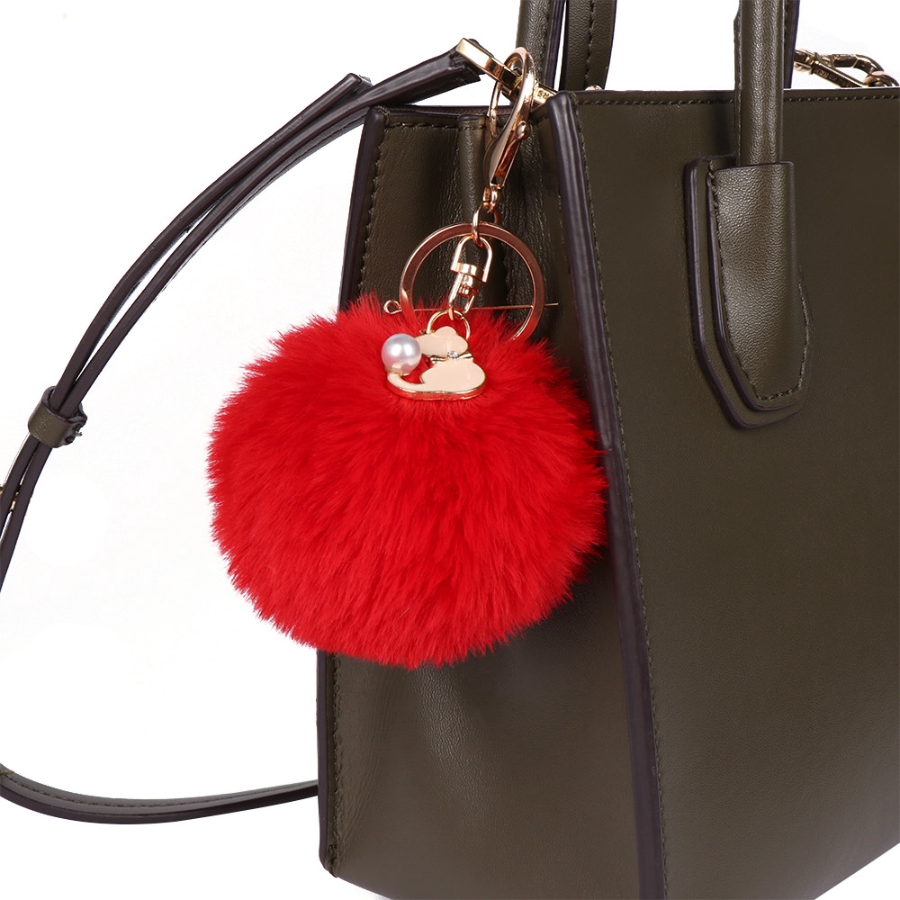 Móc chìa khóa đính banh lông nhân tạo đáng yêu cho nữ