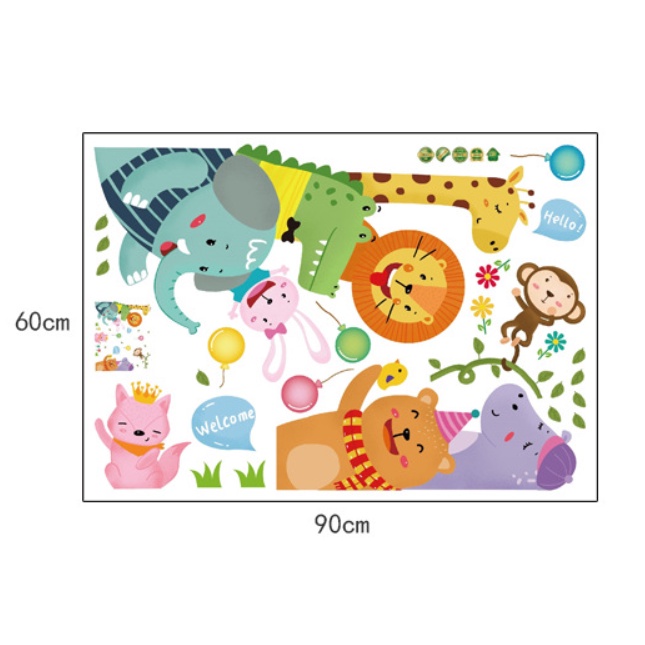 Decal trang trí tường - Những người bạn vui vẻ chào mừng