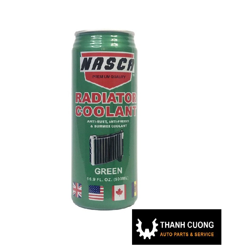 Nước xanh làm mát ô tô, xe máy Nasca Radiator Coolant Lon 500ml
