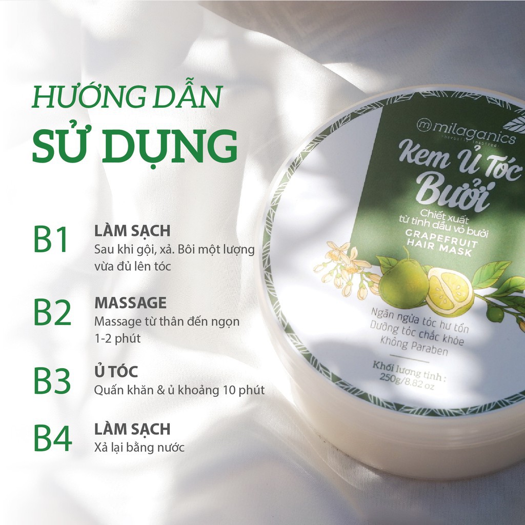 Kem Ủ Tóc Bưởi Mocotics Ngăn Ngừa Tóc Hư Tổn và Dưỡng Tóc Chắc Khỏe - Hủ 250g