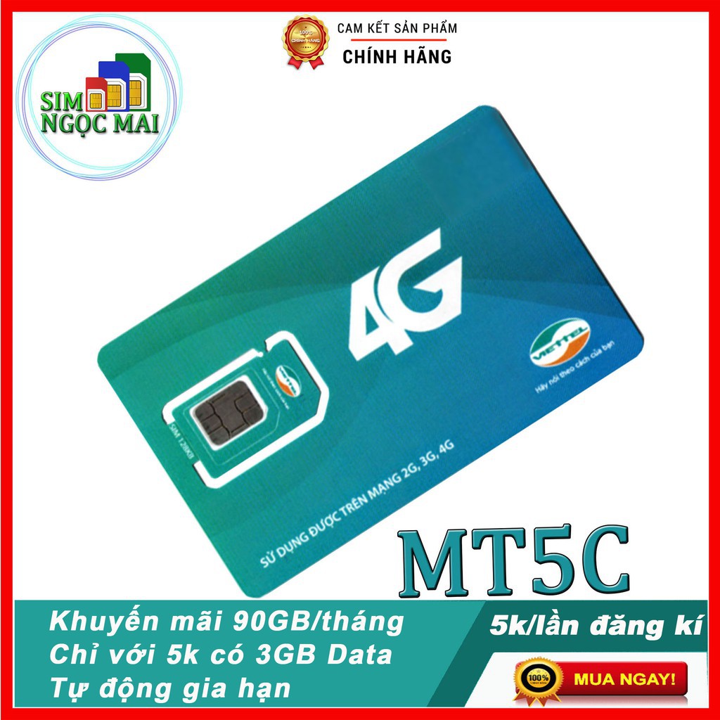 SIM 4G VIETTEL 10 SỐ MT5C KM 90GB