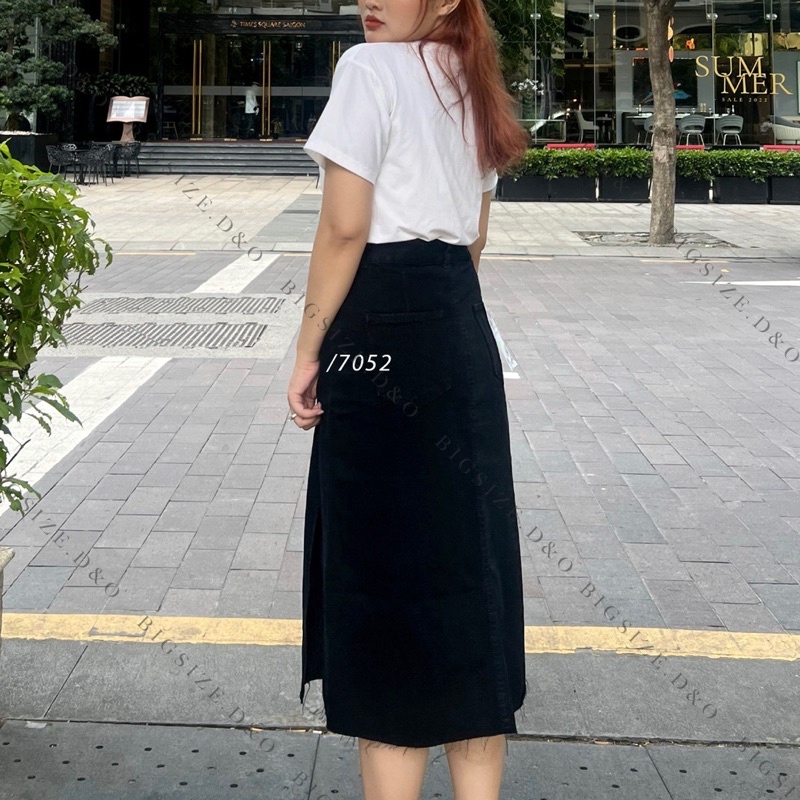 Chân váy jean xẽ tà phong cách Hàn Quốc bigsize 54-80kg