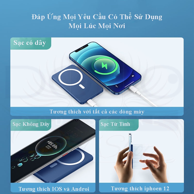 Sạc dự phòng không dây từ tính Sạc nhanh 20W dung lượng 5000mAh - DODO