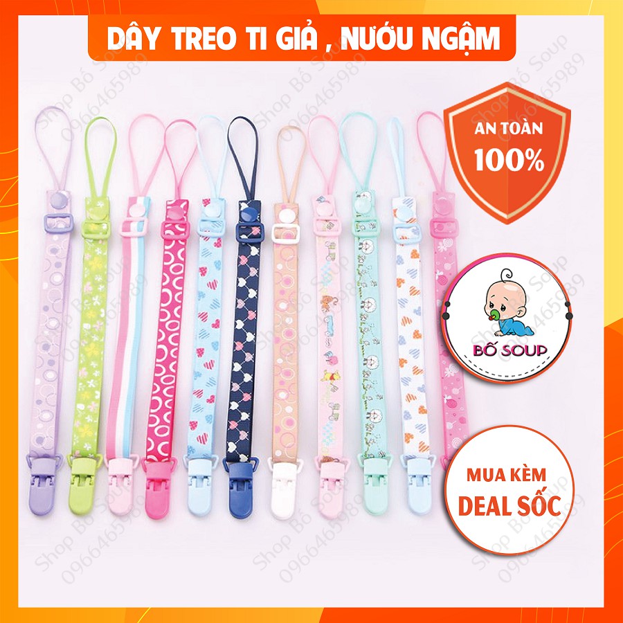 Dây đeo ti giả và nướu ngậm cho bé dài 44cm có thể điều chỉnh được độ dài Shop Bố Soup