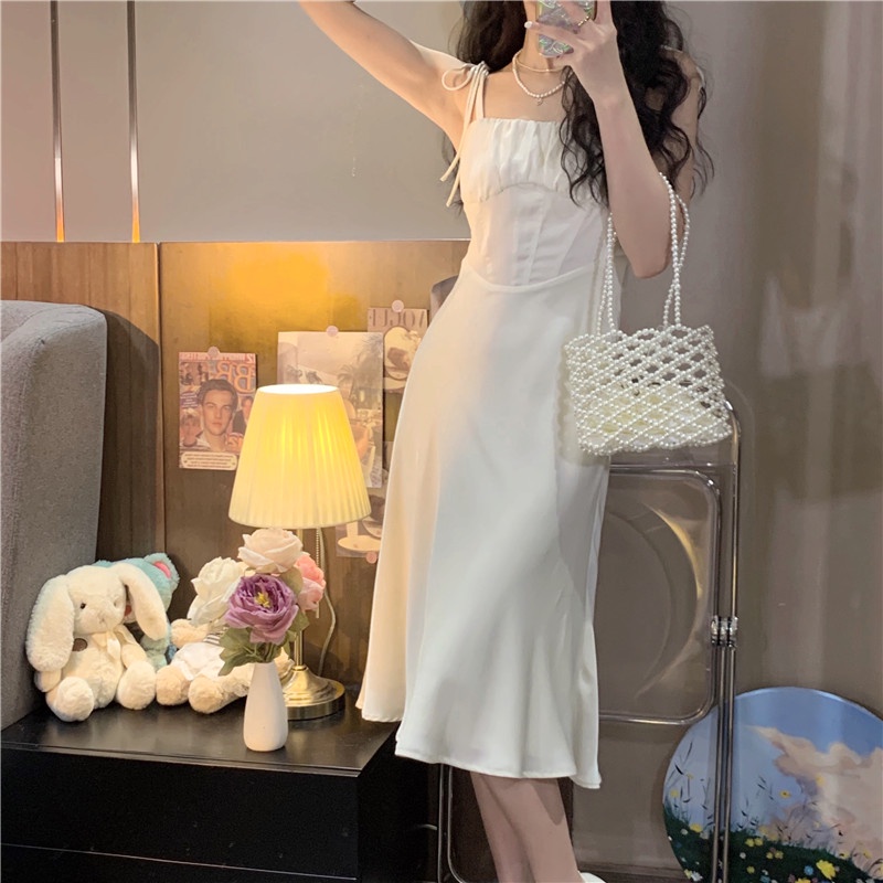 Jane Đầm trắng dự tiệc cổ tích thiết kế gân eo tiên cá thanh lịch sang trọng