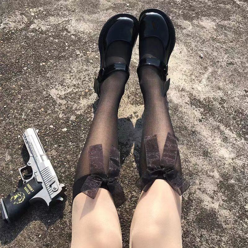 Đôi Tất Chân Lưới Đính Nơ Dễ Thương Cho Nữ