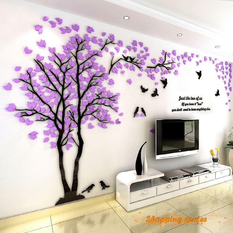 Miếng dán tường vinyl 3D hình cây