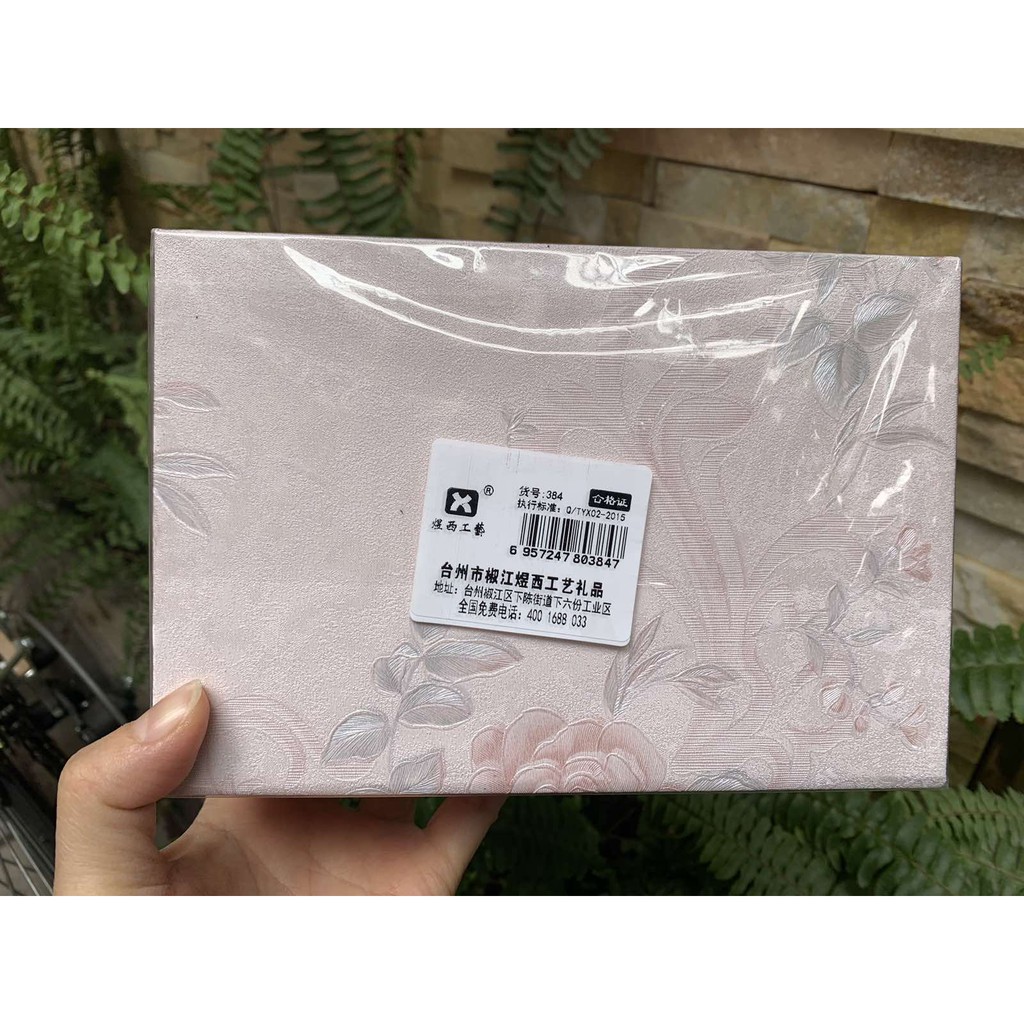 Hộp giấy ăn chữ nhật bọc da hoa vintage #384