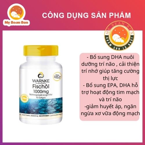 Dầu Cá Warnke Fischol Omega3 1000mg cải thiện trí nhớ, tăng khả năng tập trung, tăng cường thị lực, ngừa lão hóa của Đức