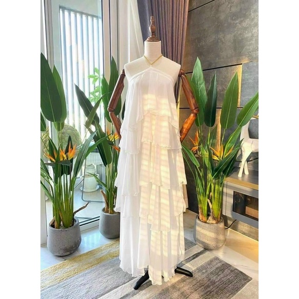 Đầm maxi đi biển, đầm du lịch cổ yếm xích