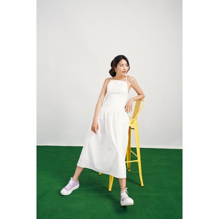 DOTTIE- Đầm dài cột dây lưng trắng nữ D0132
