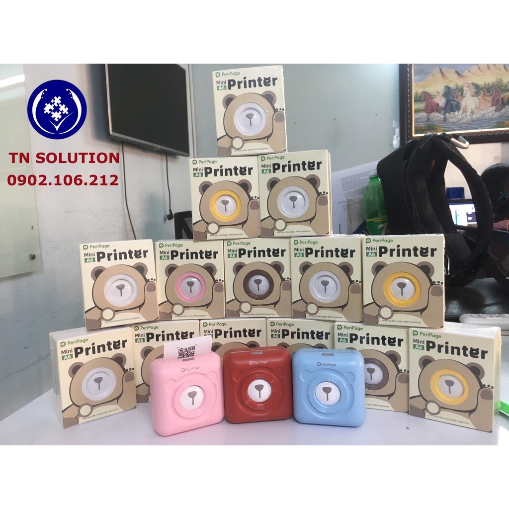 Máy in nhiệt mini không mực bluetooth peripage A6 không dây bỏ túi Máy in mini- Tặng 1 cuộn giấy theo máy
