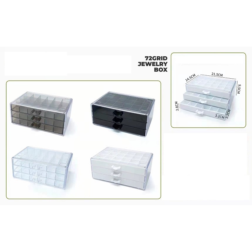 TỦ ĐỰNG PHỤ KIỆN 3 TẦNG MICA đựng trang sức, đá đính móng