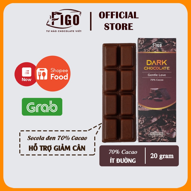 [Chính hãng] 5 Thanh 20gr | Socola đen đắng 70% Cacao, Dark Chocolate 70% ăn vặt giảm cân thanh 20gr