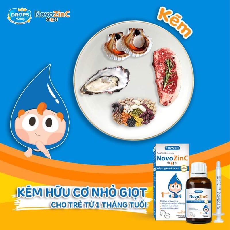 ✅[Chính hãng] NovoZinC Drops kẽm hữu cơ nhỏ giọt giúp ăn ngon, tiêu hoá tốt và tăng sức đề kháng (Lọ 15ml)