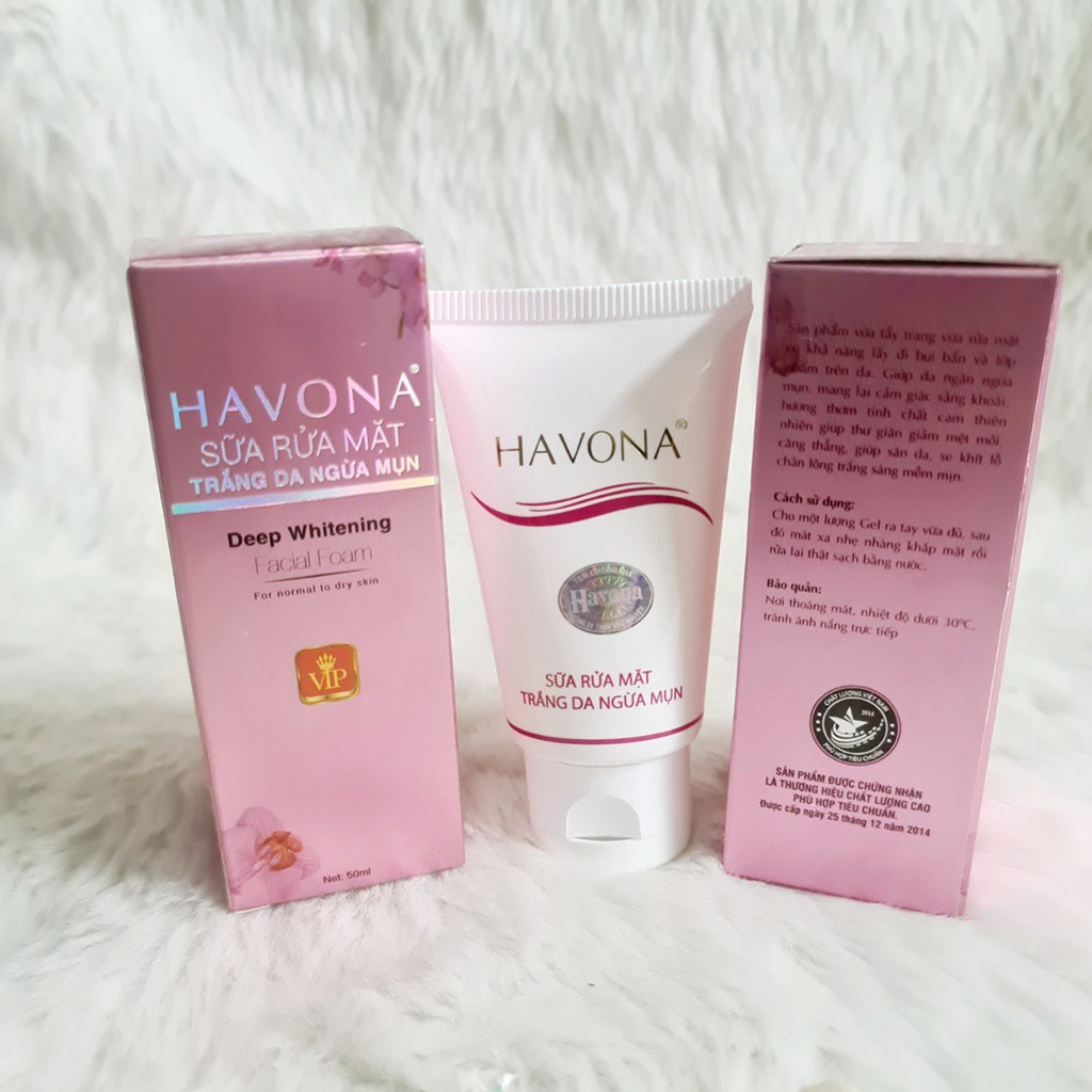 SỮA RỬA MẶT TRẮNG DA NGỪA MỤN HAVONA 50ML