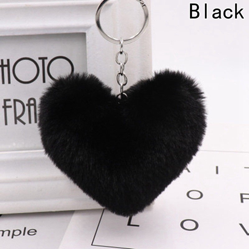 Móc khóa gắn hình trái tim nhồi bông dễ thương