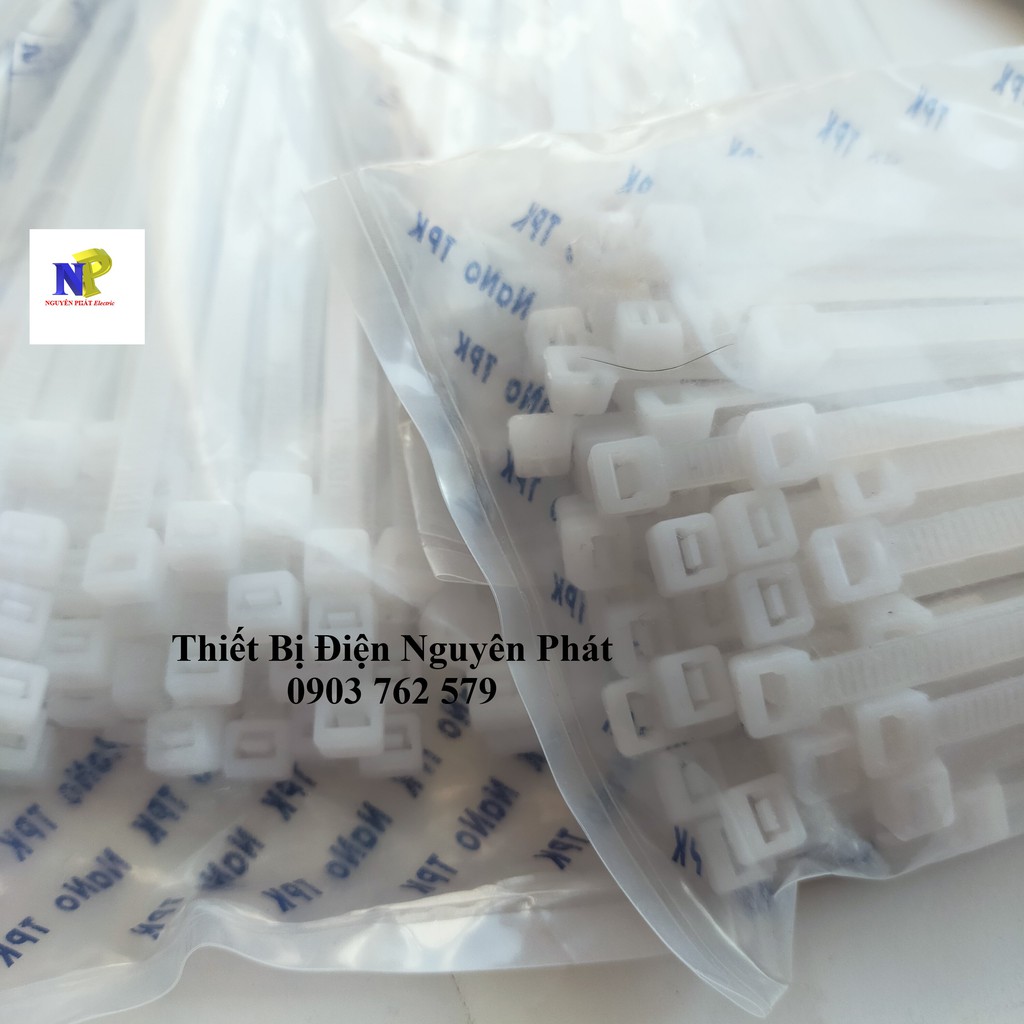 Dây Rút Nhựa 2 Tấc 20cm  Màu Trắng/Đen - Giá Bán 1 Bịch