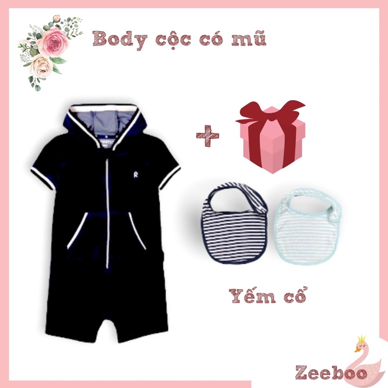 Body đùi có mũ Hooded rompers cho bé 6 tháng / 9 tháng / 12 tháng / 18 tháng / 24 tháng, hàng xuất dư hãng