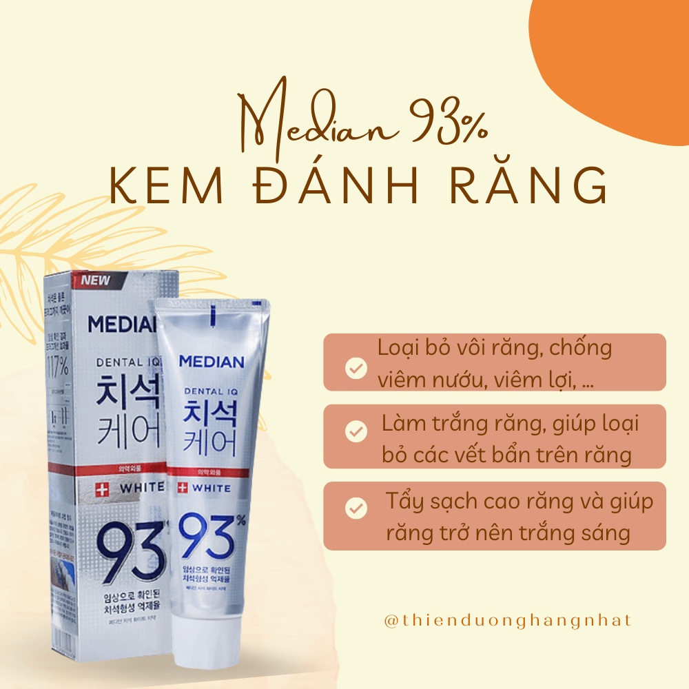 Kem đánh răng MEDIAN 93% Hàn Quốc 120G, kem đánh răng Hàn Quốc