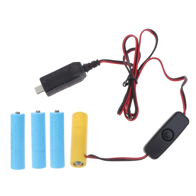 Dây Cáp Nguồn USB C Dài 1.9m AA LR6 AM3 Dành Cho Đèn LED Tiện Dụng