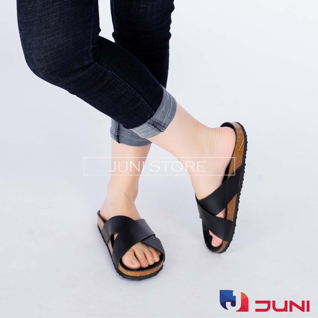 [DA PU-CHỐNG NƯỚC] PU03- Dép sandal quai chéo da PU, đế trấu Bioline Birken - Xuất khẩu châu Âu - Juni Store
